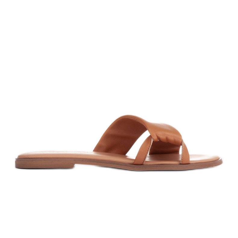 Marco Shoes Leder-Flip-Flops auf flachem Boden braun