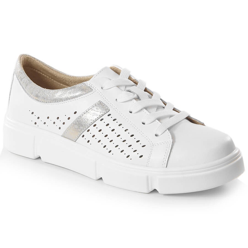 Damen Leder Sportschuhe auf der Plattform weiß Filippo DP4531