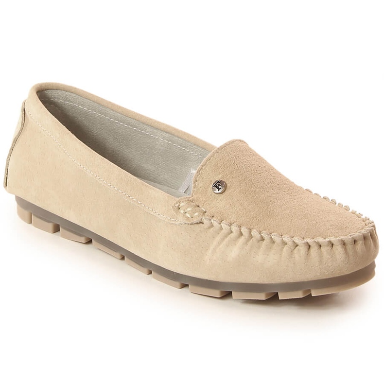 Beige Ledermokassins für Damen Filippo DP2037