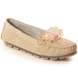 Damen-Lederslipper mit beigen Filippo DP4549 Kristallen