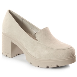 Damen Wildleder High Heels und graue Plateauschuhe Potocki SZ12040 beige