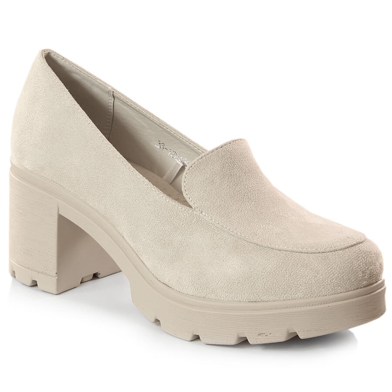 Damen Wildleder High Heels und graue Plateauschuhe Potocki SZ12040 beige