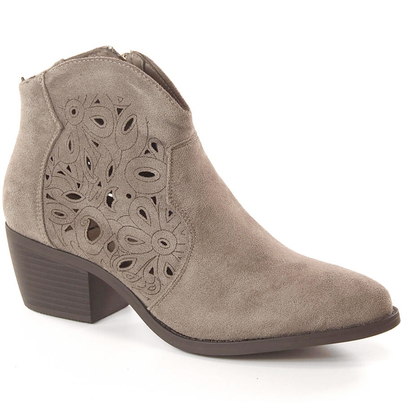 Durchbrochene Cowboystiefel aus Wildleder für Damen grau Jezzi RMR1921-42