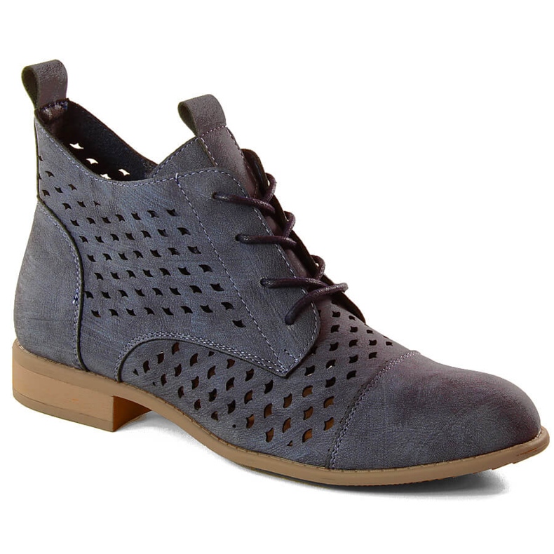 Durchbrochene blaue Damenstiefel Jezzi ASA142-45