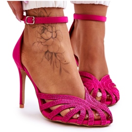 Fuchsia Jaylen Fashion High Heels mit Strasssteinen rosa