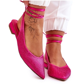 Gebundene Ballerinas mit Strass Fuchsia Mavis rosa