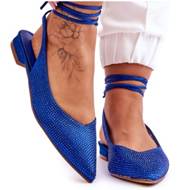 Gebundene blaue Mavis Ballerinas mit Strasssteinen