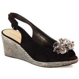 Keilsandalen aus Wildleder mit Kristallen Potocki W WOL137A schwarz