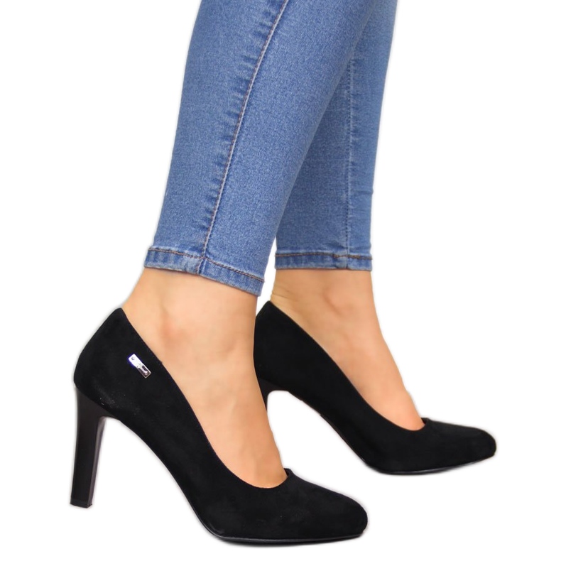 Schwarze Wildlederpumps mit hohem Absatz von Sergio Leone 1457