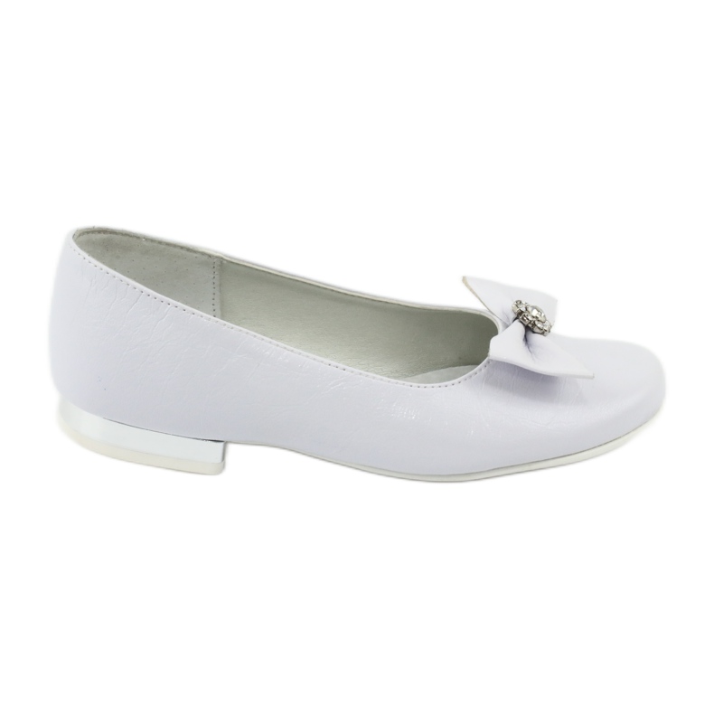 Mädchen Ballerinas Leder weiß Miko 800 mit einem Bug