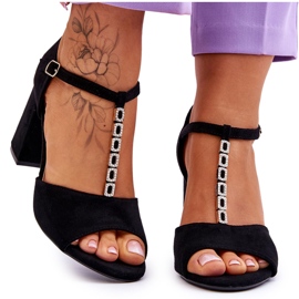 Vinceza Schwarze Aniya Wildleder High Heel Sandalen mit Zirkonia