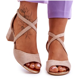 Vinceza Sandaletten mit niedrigem Absatz für Damen Beige Quinn braun