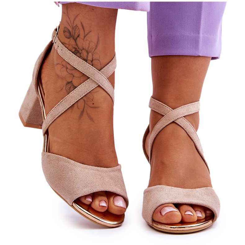 Vinceza Sandaletten mit niedrigem Absatz für Damen Beige Quinn braun