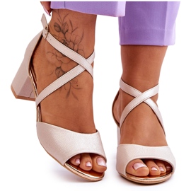 Vinceza Ledersandalen mit niedrigem Absatz für Damen Golden Quinn