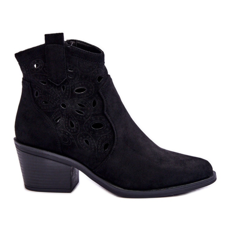 S.Barski Durchbrochene Cowboystiefel aus Wildleder für Damen Schwarz Daxon