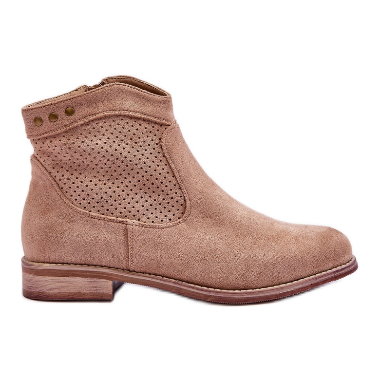 S.Barski Flache Fersenstiefel aus Wildleder für Damen Beige Liana