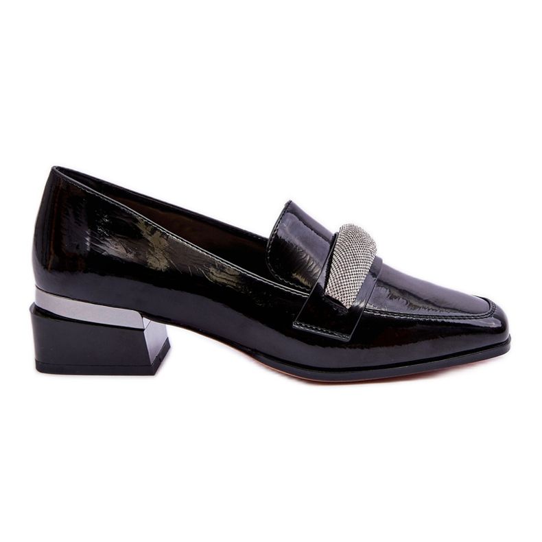 S.Barski Patent Black Lavern High Heel Loafer mit Zirkonia schwarz