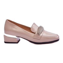 S.Barski Loafer aus Lackleder mit Strass Beige Lavern