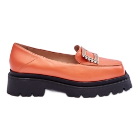 FILIPCZYK Bequeme orangefarbene Agathe-Leder-Loafer