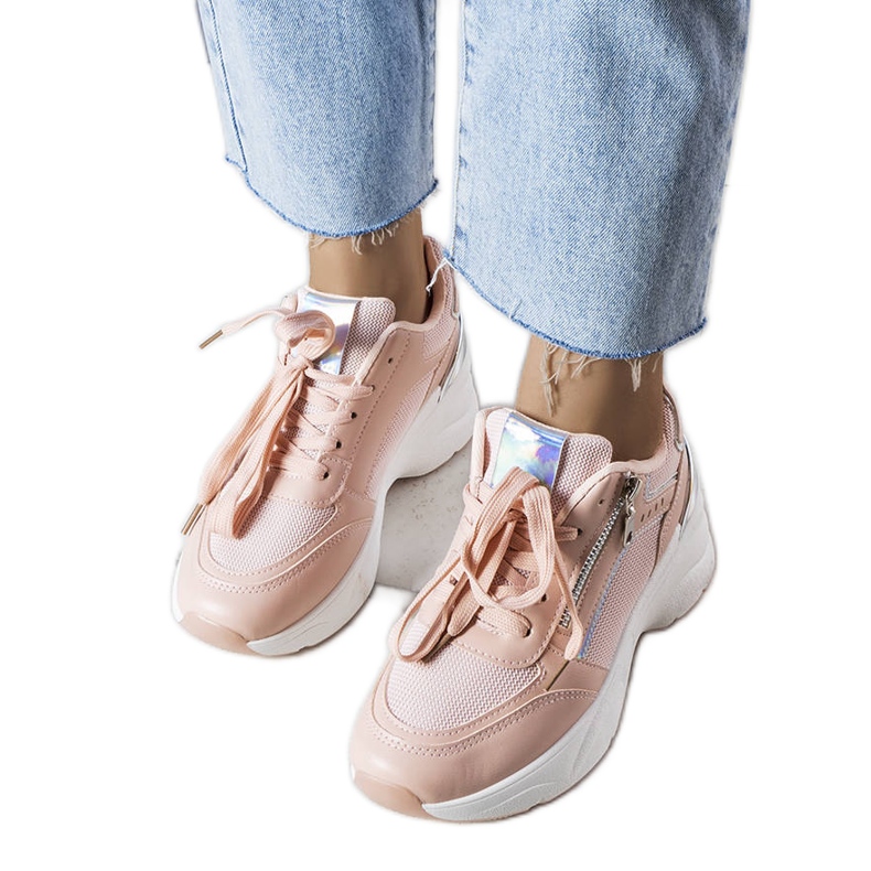 Stacey pinkfarbene Turnschuhe mit Keilabsatz rosa