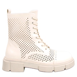 BM Wyman Beige durchbrochene Schnürstiefel