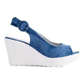 Durchbrochene Shelovet Keilsandalen für Damen blau