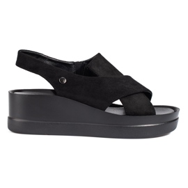 Schwarze Keilsandalen von Shelovet für Damen