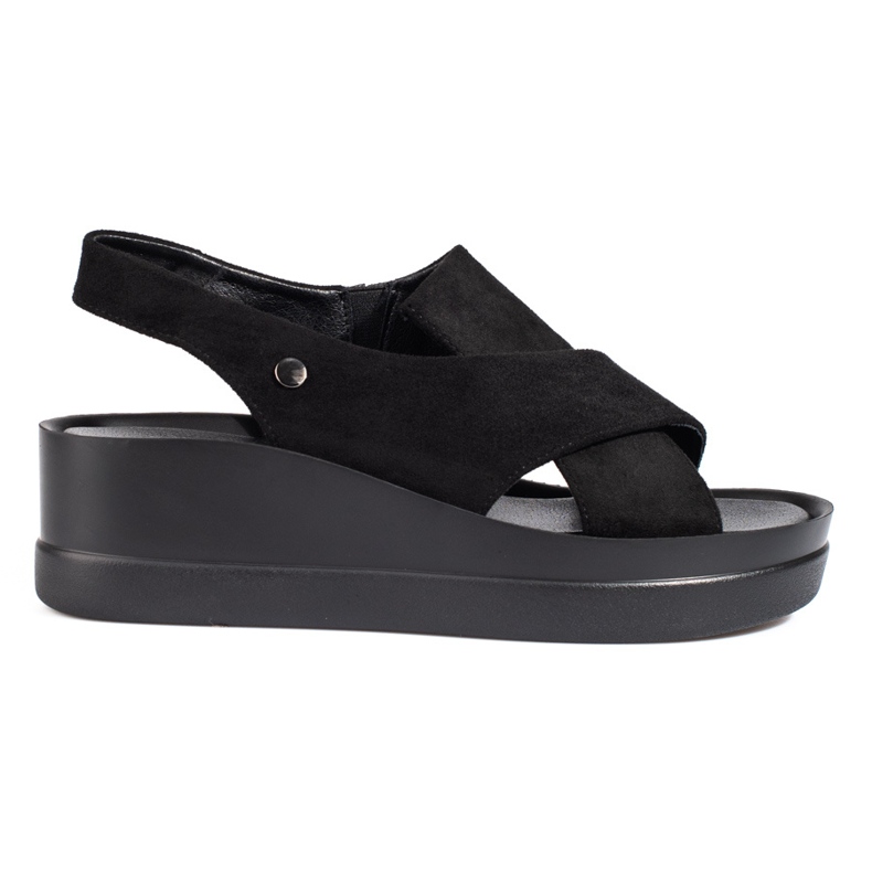 Schwarze Keilsandalen von Shelovet für Damen