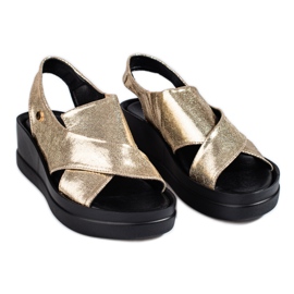 Goldene Shelovet Keilsandalen für Damen