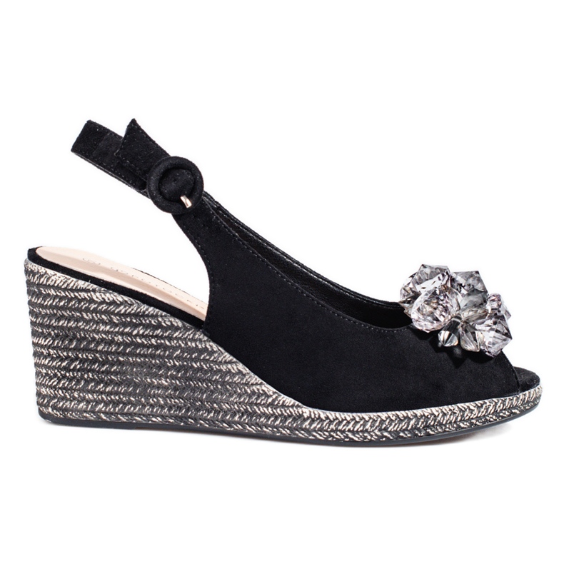 W. Potocki Schwarze Keil-Espadrille-Sandalen für Damen Potocki