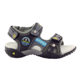 American Club Klettsandalen mit American 1618 Ledereinsatz ['gelb, 'grau', 'schwarz'] grau