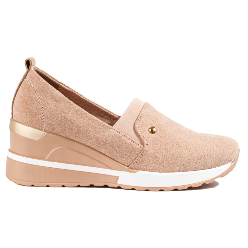 SHELOVET Damen Keilschuhe beige Potocki Wildleder