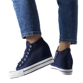 BM Marineblaue, durchbrochene Sneaker mit Keilabsatz von Coupart