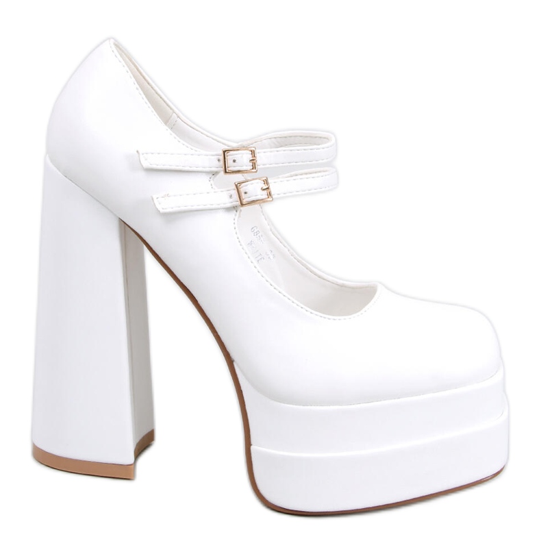 BM Loit White Grain Plateaupumps weiß