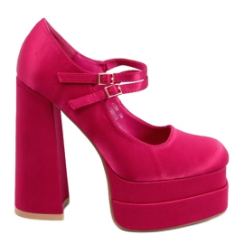 BM Prandi Plateaupumps aus fuchsiafarbenem Satin rosa