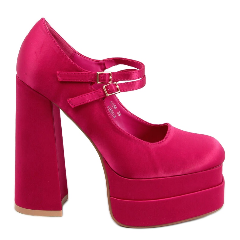 BM Prandi Plateaupumps aus fuchsiafarbenem Satin rosa