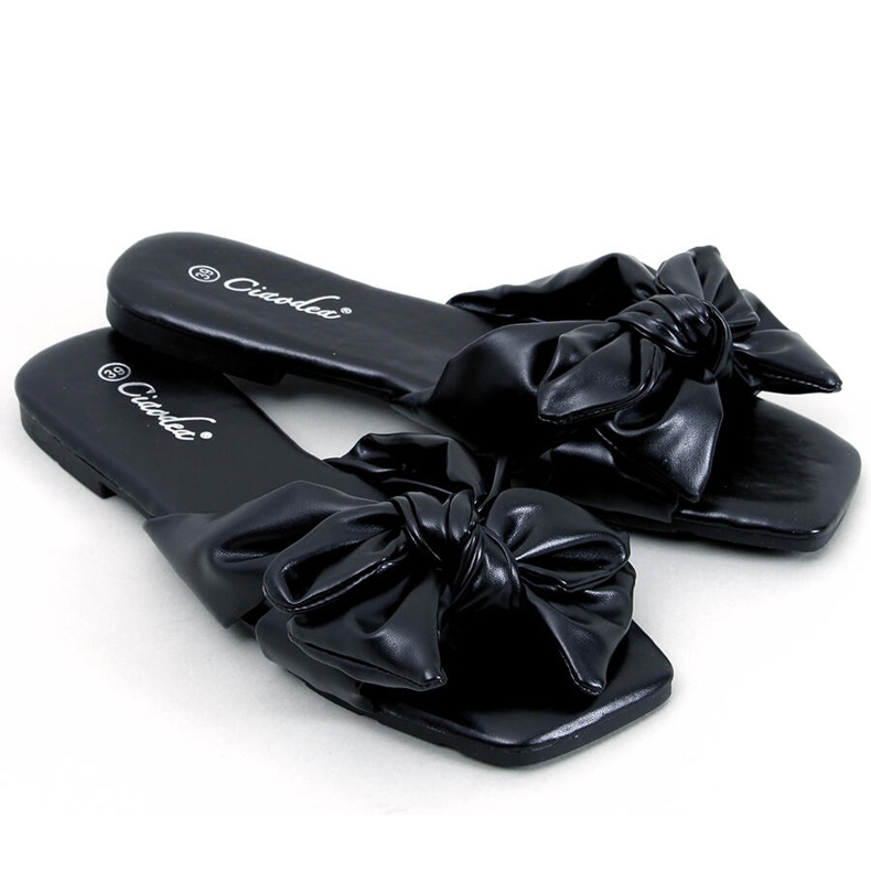 Minnen Schwarze Schleifenpantoffeln
