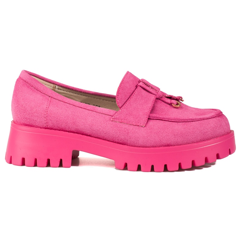 Shelovet Plateau-Loafer aus rosafarbenem Wildleder