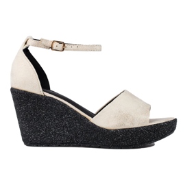 Shelovet beige hohe Keilsandalen für Damen