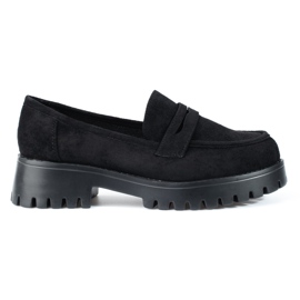 Damen-Plateau-Loafer Shelovet Wildleder schwarz