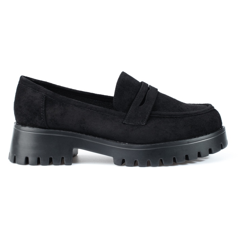 Damen-Plateau-Loafer Shelovet Wildleder schwarz