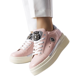 Rosa Sneaker mit niedrigem Keilabsatz von Cuillerier