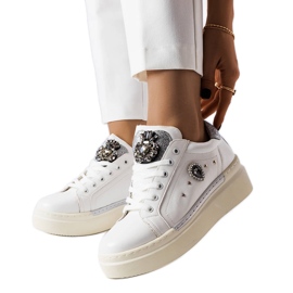 PA1 Weiße Sneakers mit niedrigem Keilabsatz von Cuillerier