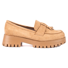 Brauner Damen-Loafer mit dicker Sohle von Shelovet