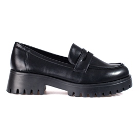 Elegante schwarze Loafer auf der Shelovet-Plattform