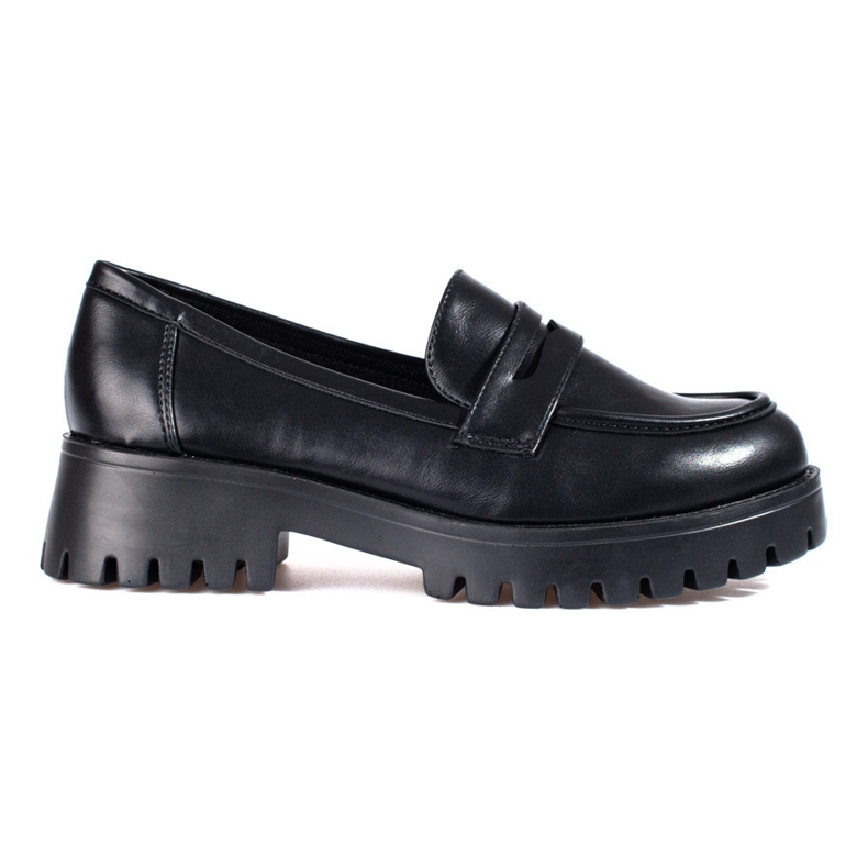 Elegante schwarze Loafer auf der Shelovet-Plattform