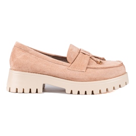 Wildlederloafer für Damen auf der Shelovet-Plattform beige