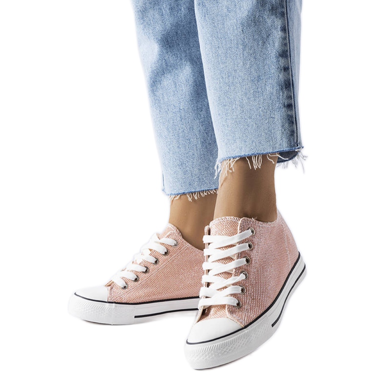 Kreta rosa Glitzer-Wedge-Sneakers