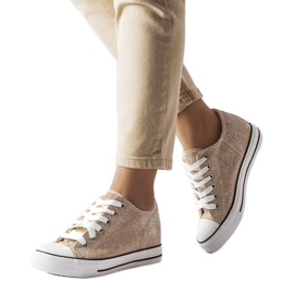 Sneaker mit Keilabsatz in Goldglitter von Crete golden