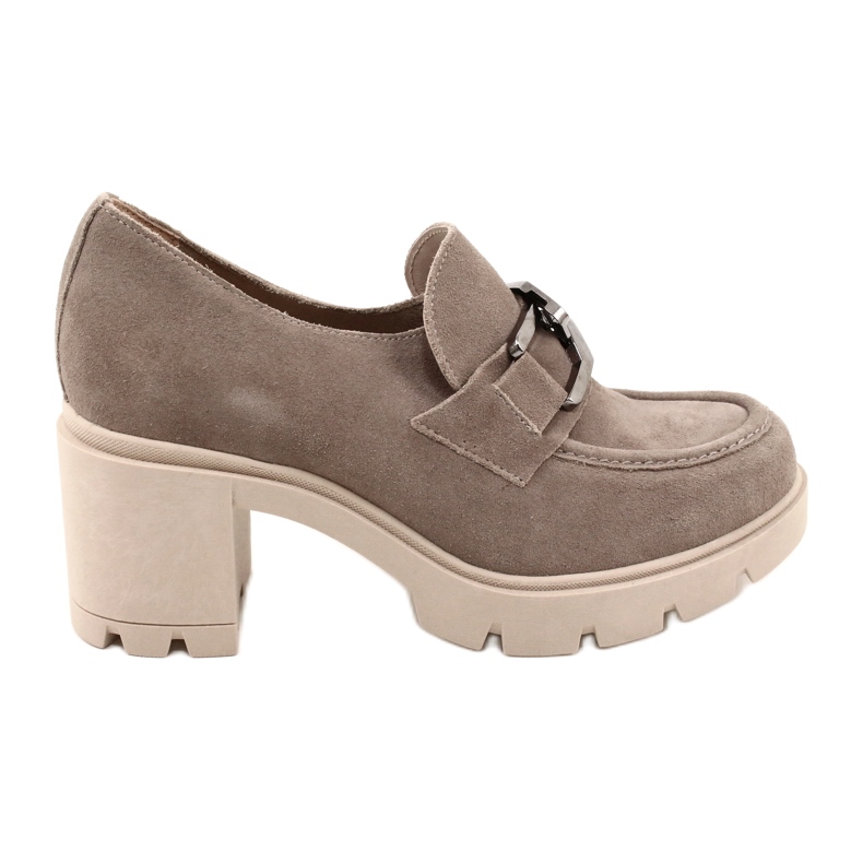 Lemar Elegante Brogues am Absatz mit dunkelsilberbeiger Dekoration Harmell